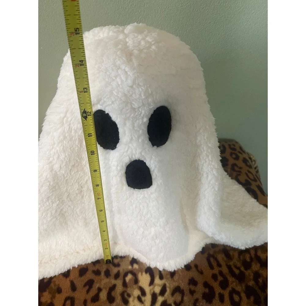 White Sherpa Ghost Plush Halloween Holidays Decor Pillow NEW